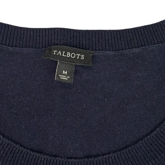 Talbots Navy Medium Sweater with Silver Beaded Dots - Picture 4 of 7